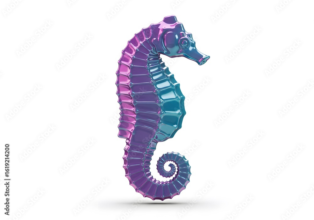 Fototapeta premium A vibrant seahorse in a studio shot with artistic lighting, aquatic creature on display, captured in a studio setting.