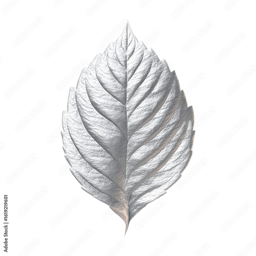 Obraz premium Silver metallic silver leaf isolated on transparent background isolated on a transparent background