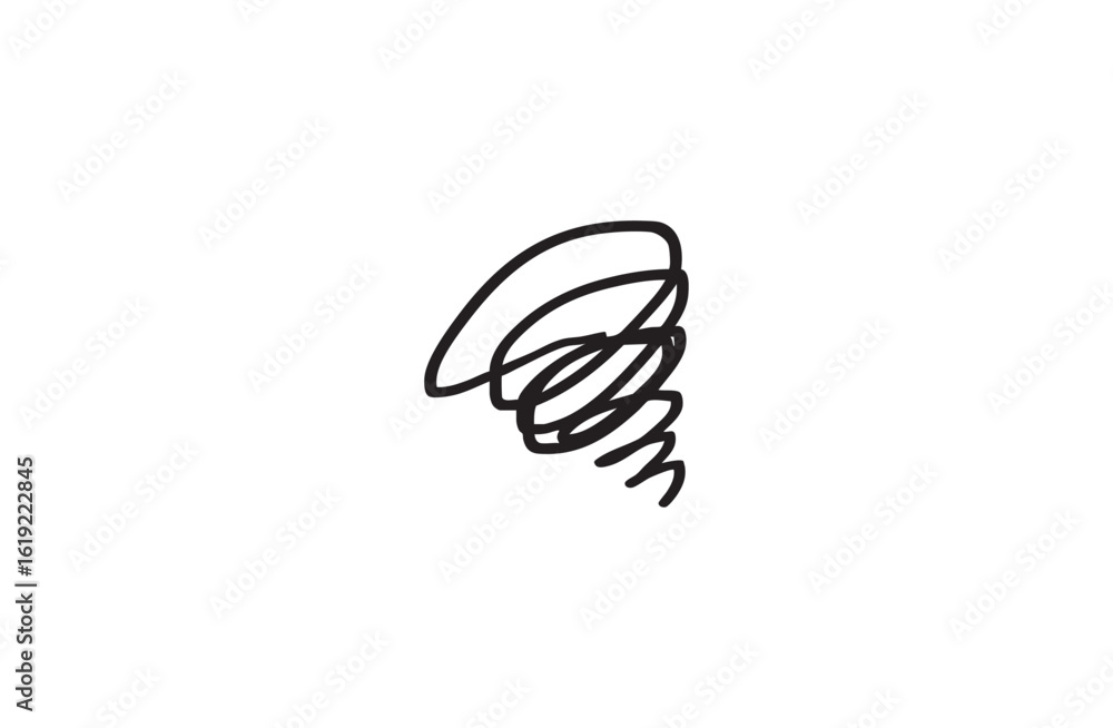 Fototapeta premium 手描きのぐるぐる螺旋の落書きイラスト 不安やモヤモヤを表す抽象的な線画