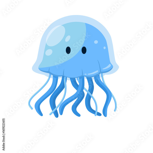 Cute Cartoon Blue Jellyfish