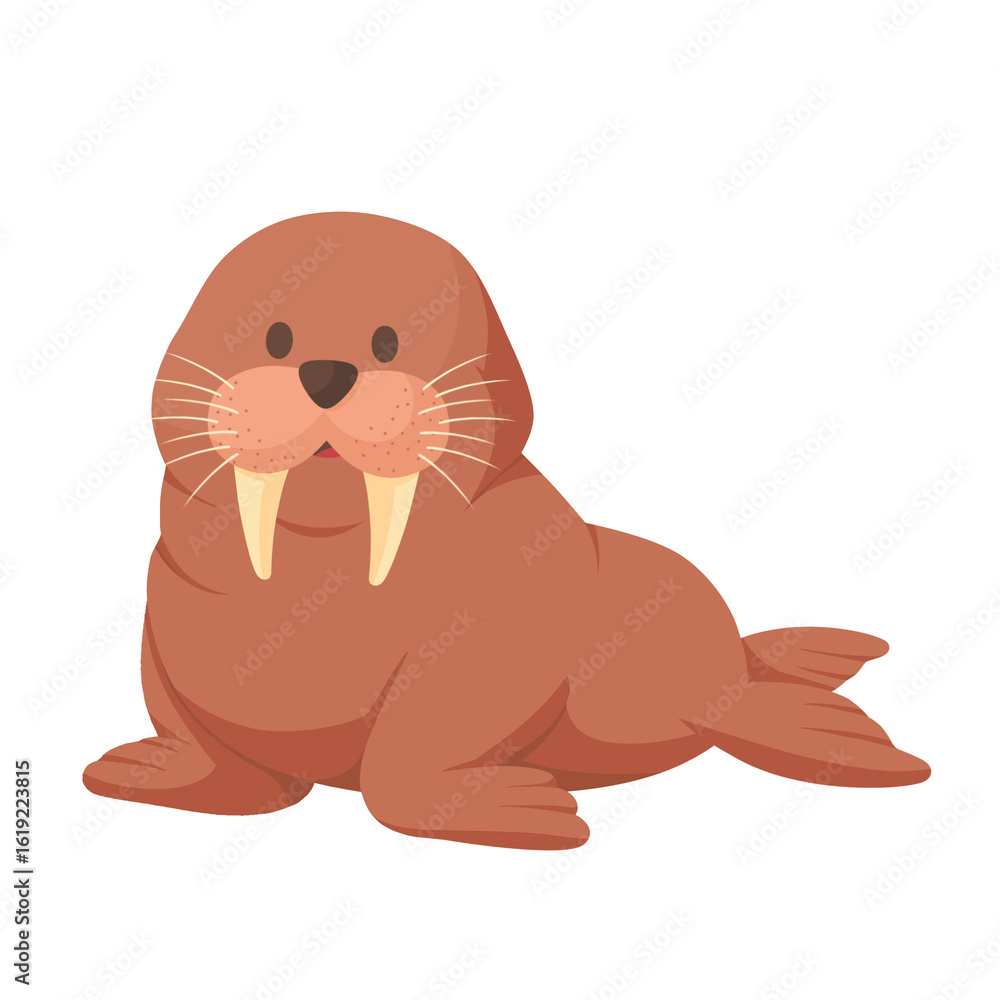 Naklejka premium Cute Cartoon Walrus Illustration