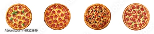 Set of new york style pizza isolated on transparent background.