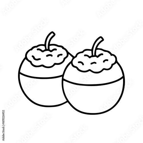line icon Baked apples vector on white background
Vector line icon on white background
