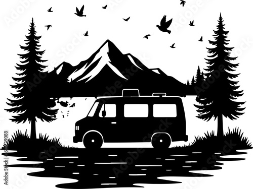 vector illustration of a bus, bus, car, transport, transportation, travel, vehicle, road, vector, coach, van, isolated, illustration, tour, vintage, city, auto, public, red, old, cartoon, retro, passe