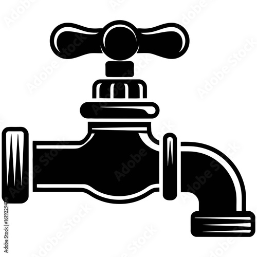 Illustration of a black faucet with handle