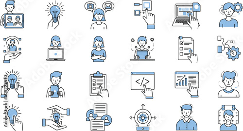 Design and development concept illustrations. Set of people vector illustrations in various activities of graphic and web design and development