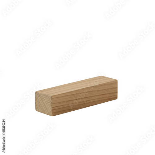 Light brown wooden block isolated on transparent background