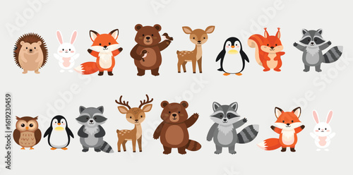 Watercolor Illustration Cute Woodland Animals in Autumn Season with Pumpkins and Leaves