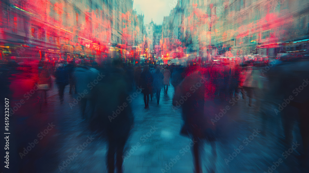 Obraz premium Busy city street at night