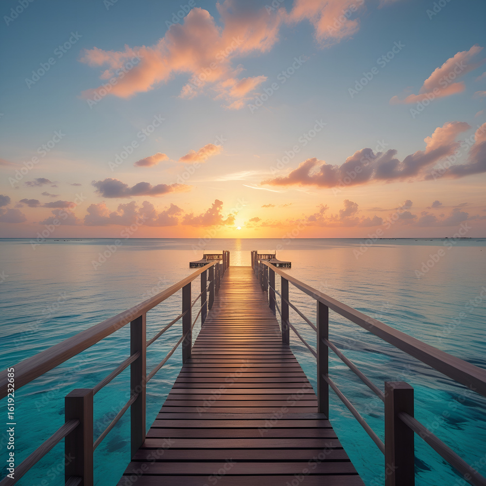 Obraz premium sunset on the pier