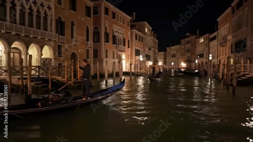 Gondola at night in Venice