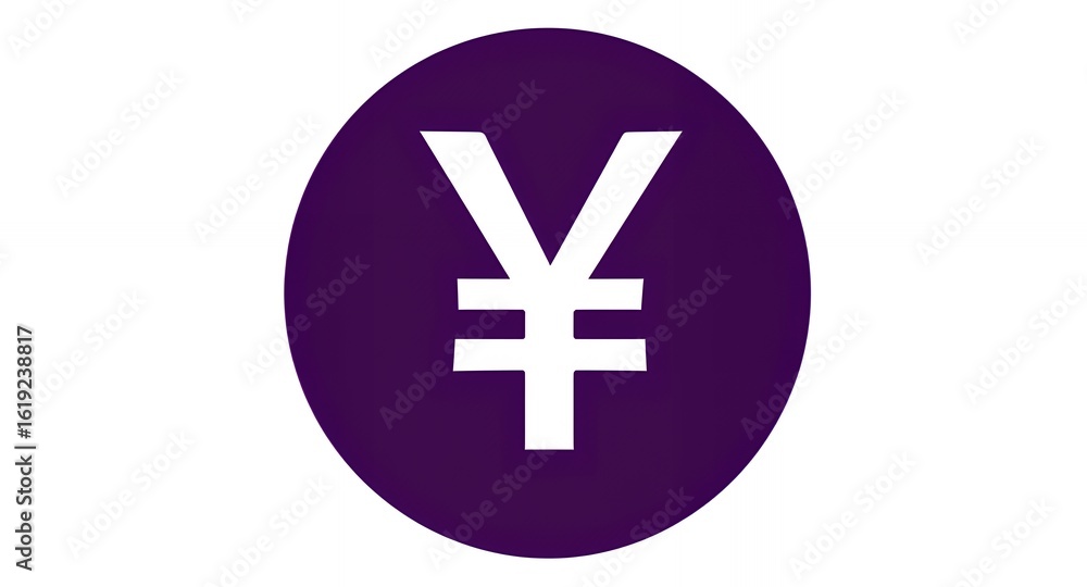 Yen symbol currency sign financial icon purple background digital money economic graphic Yen symbol currency sign financial icon purple background digital money economic graphic