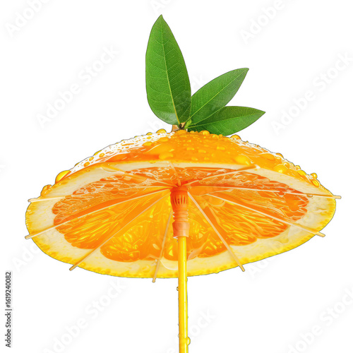 Orange slice umbrella with leaves