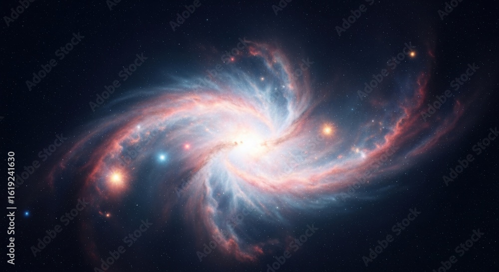 Fototapeta premium Bright Colorful Galaxy with Swirling Nebula and Stars in Deep Space
