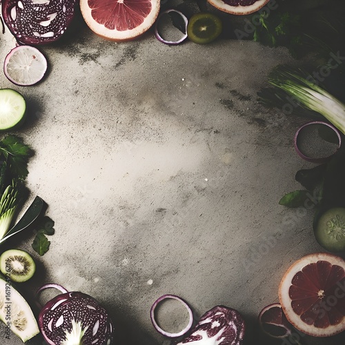 Flat Lay of Raw Ingredients Forming a Frame for Text