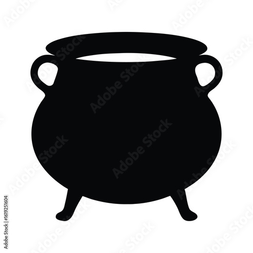 Black cauldron vector graphic for halloween witches brew potion cooking and magical spells illustration