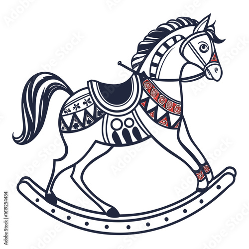 Rocking horse vector silhouette illustration isolated on white background
