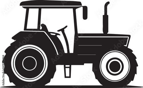 Rural Farming Equipment in Bold Silhouette