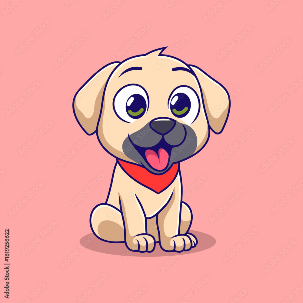Fototapeta premium Cute Happy Puppy Cartoon – Playful Dog Vector Illustration
