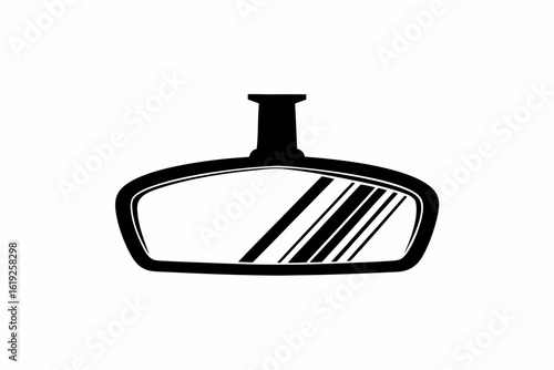 Rear mirror vector silhouette illustration isolated on white background
