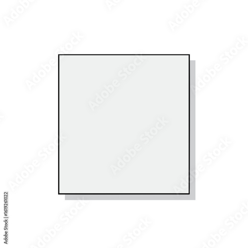Simple square with thin black border and subtle drop shadow on transparent background
