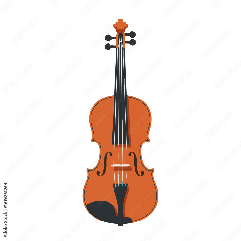 Obraz premium Stylized Violin Illustration with Orange Body and Black Details.