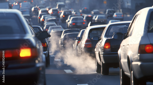 Wallpaper Mural A long line of cars stuck in heavy traffic on a highway during rush hour, with visible exhaust.

 Torontodigital.ca