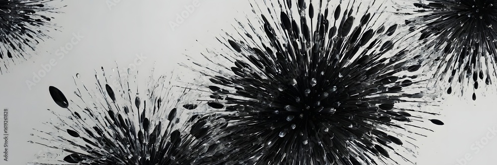 Obraz premium Abstract Black Firework Explosion on White Background Modern Artistic Design
