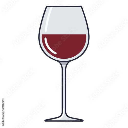 Simple Illustration of a Full Wine Glass