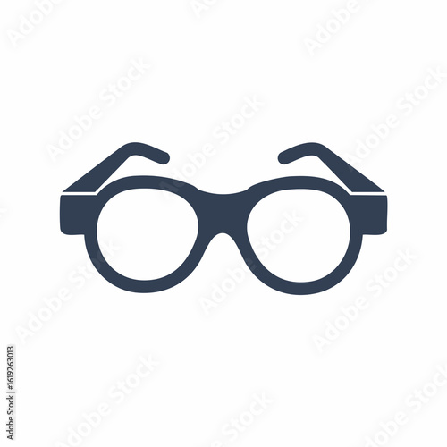 Simple Dark Blue Round Eyeglasses Icon Design