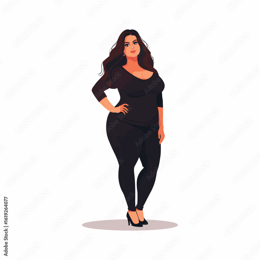 Fototapeta premium Plus size beautiful model illustration flat vector design