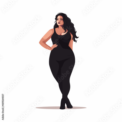 Plus size beautiful model illustration flat vector design