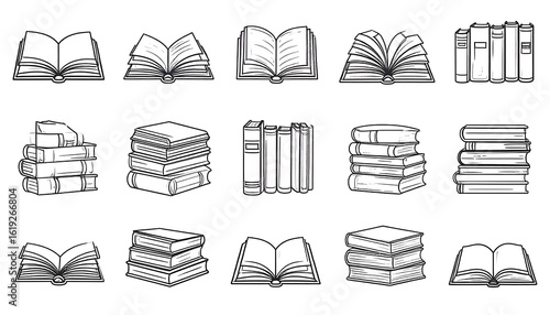 Various book icons in a set