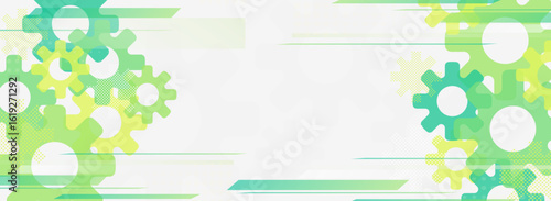 緑のギアパターン背景ベクターイラスト