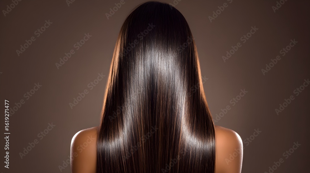 Fototapeta premium A woman's smooth, shiny, dark hair.