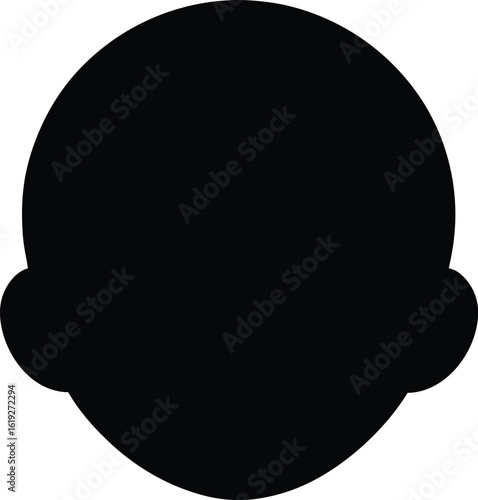 Black silhouette of a human head with ears on white background person face