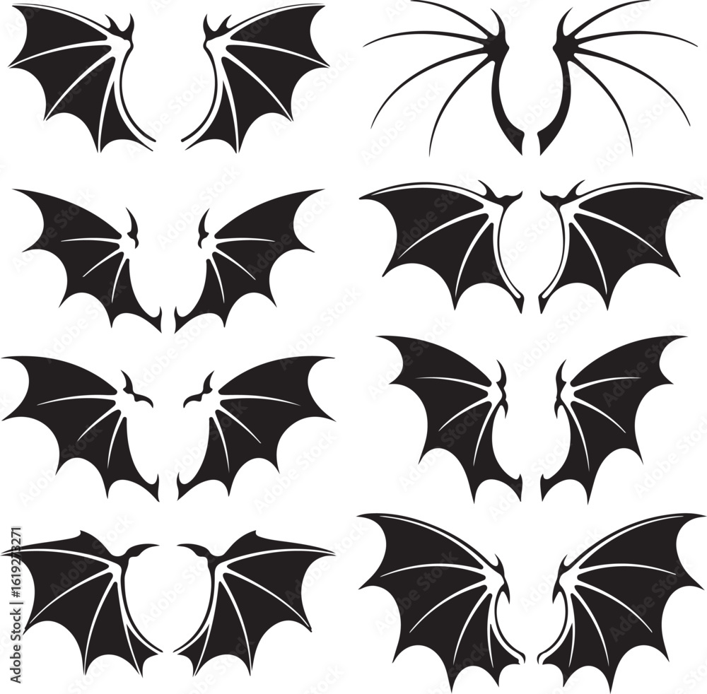 Obraz premium Bat wings silhouettes gothic fantasy