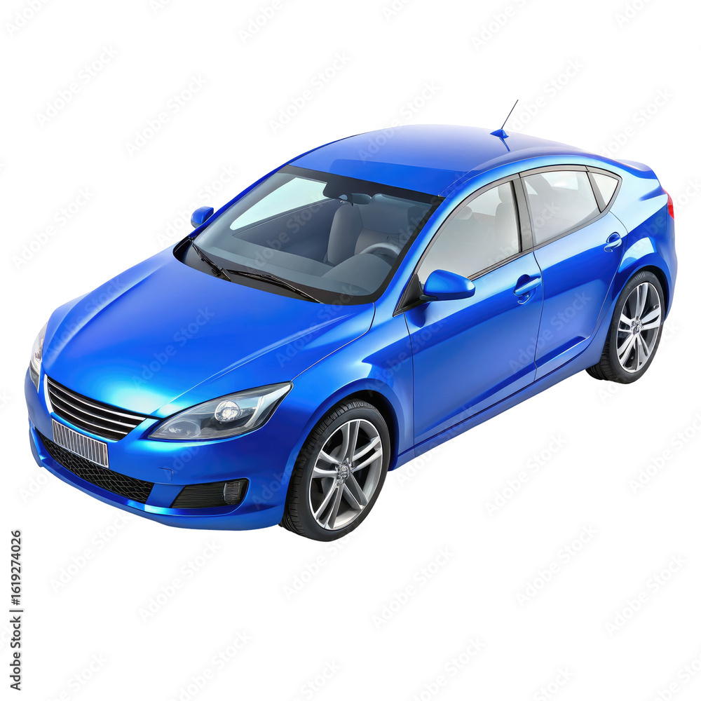 Obraz premium blue car Isolated on Transparent white background, clipping path 