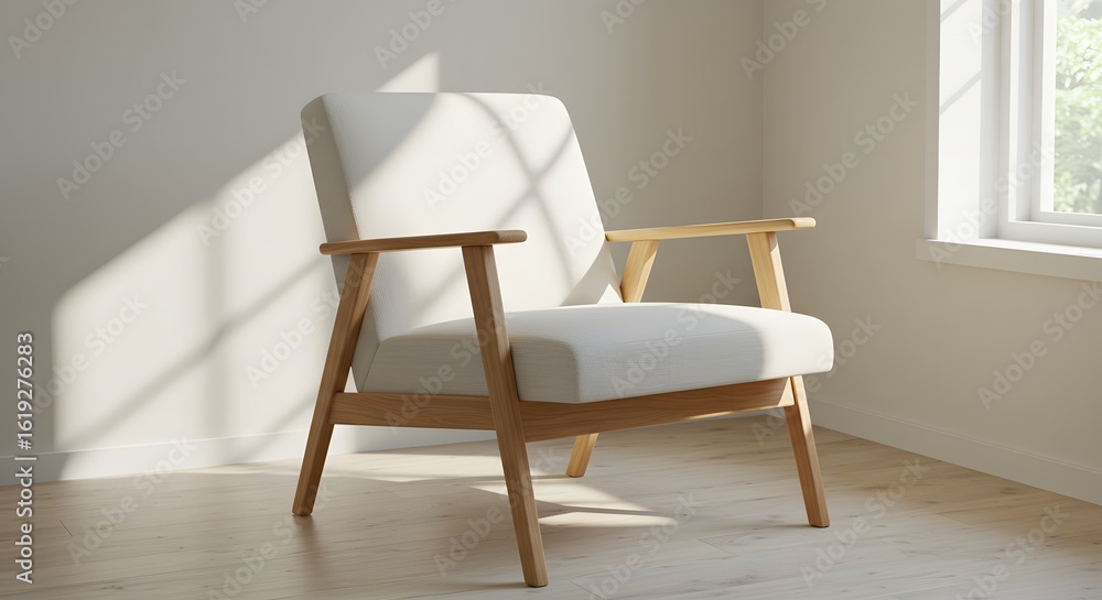 Fototapeta premium Modern Armchair in Bright Interior with Sunlight