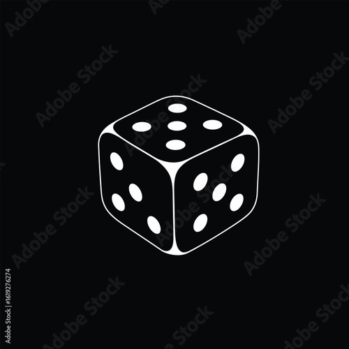White Dice on Black Background