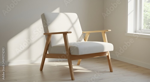 Modern Armchair in Bright Interior with Sunlight