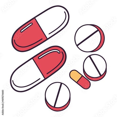 Painkiller pills vector silhouette illustration isolated on white background
