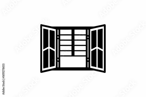 Open window vector silhouette illustration isolated on white background