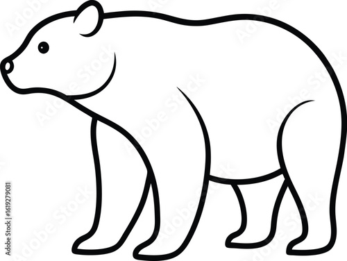 Outline Illustration of a Bear Standing on a White Background grizzly bear brown bear