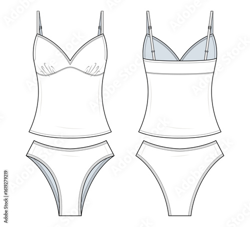 Foto Cami and High-Waist Bikini Brief Technical Fashion Illustration