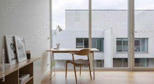 Modern Home Office Interior with Desk and Window