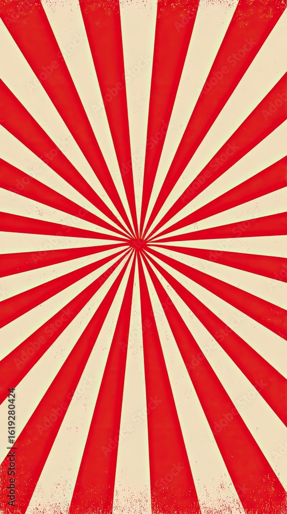 Fototapeta premium Red and cream sunburst background, vintage style, for posters