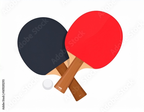 ping pong racket and ball mockup on white background 