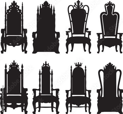 Ornate royal thrones silhouettes regal
