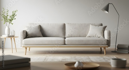 Modern Living Room Interior with Sofa, Lamp and Decor